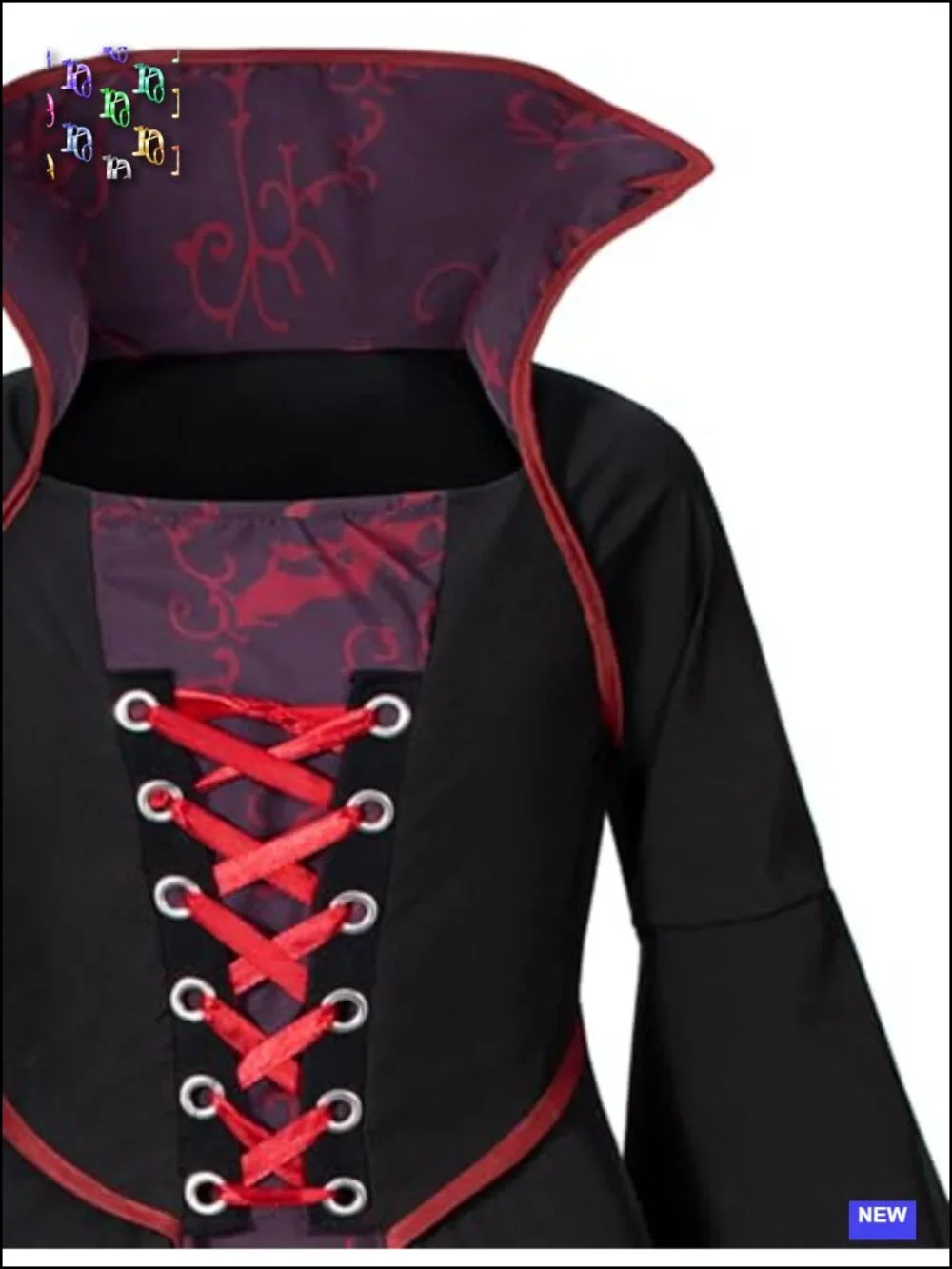 Girls Gothic Vampire Costume Set Dress Fangs Choker Staff Halloween